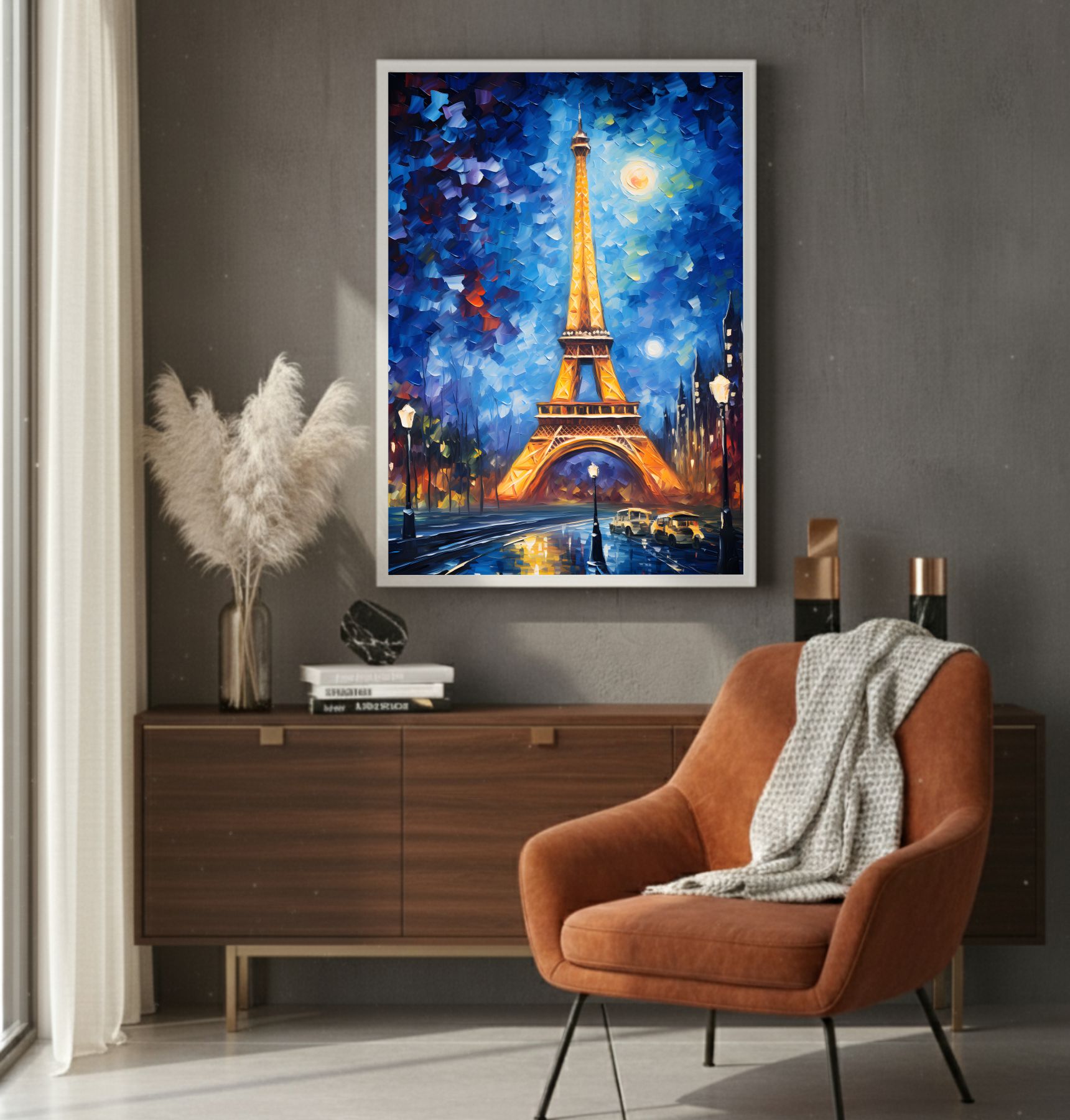 Quadro Decorativo Pintura Torre Eiffel Na Noite De Paris Quadro Decorativo Pintura Torre Eiffel Na Noite De Paris