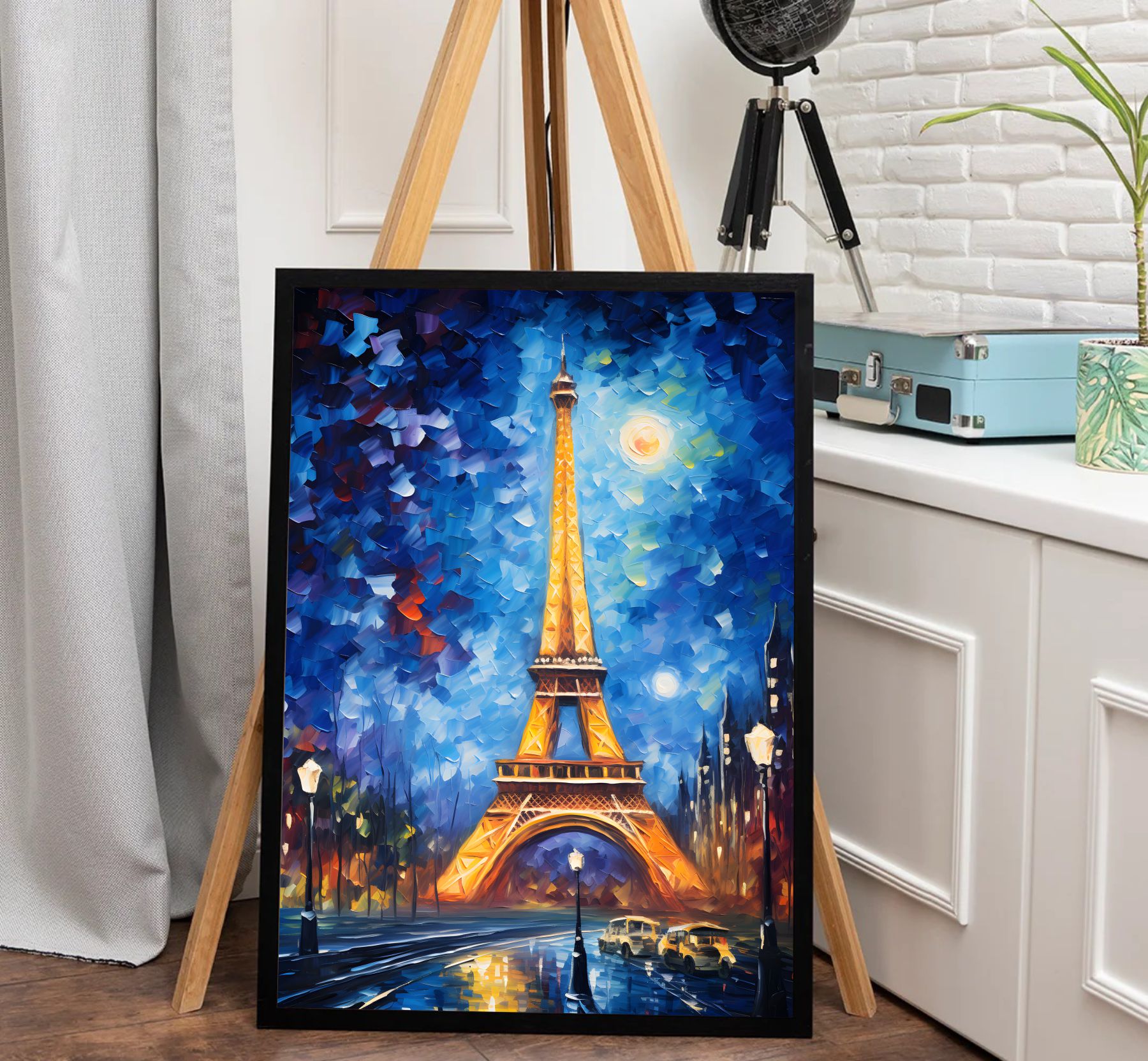 Quadro Decorativo Pintura Torre Eiffel Na Noite De Paris Quadro Decorativo Pintura Torre Eiffel Na Noite De Paris
