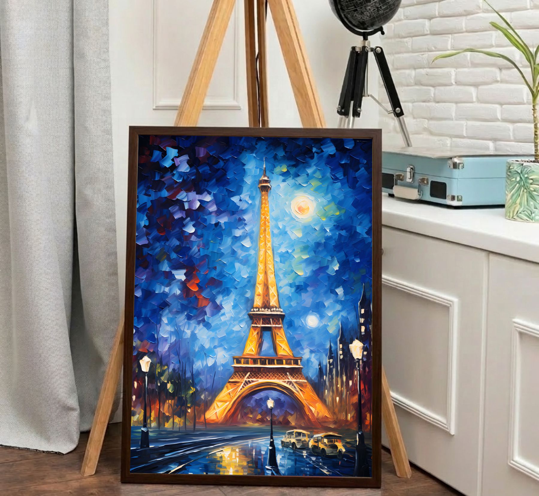 Quadro Decorativo Pintura Torre Eiffel Na Noite De Paris Quadro Decorativo Pintura Torre Eiffel Na Noite De Paris