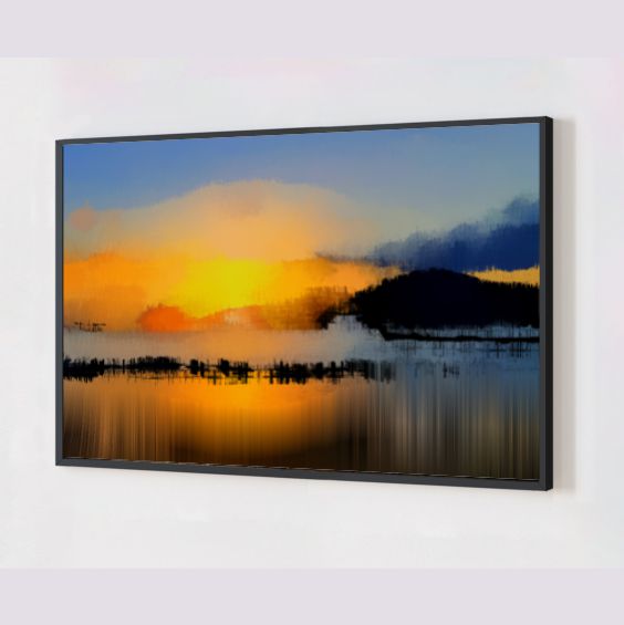 Quadro Decorativo Abstrato Paisagem em Adesivo com Moldura Caixa