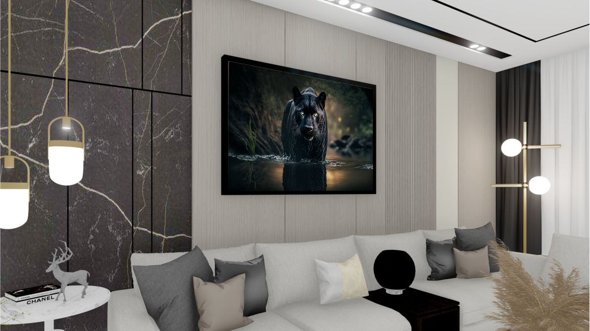 Quadro Decorativo Pantera Negra em Adesivo com Moldura Caixa