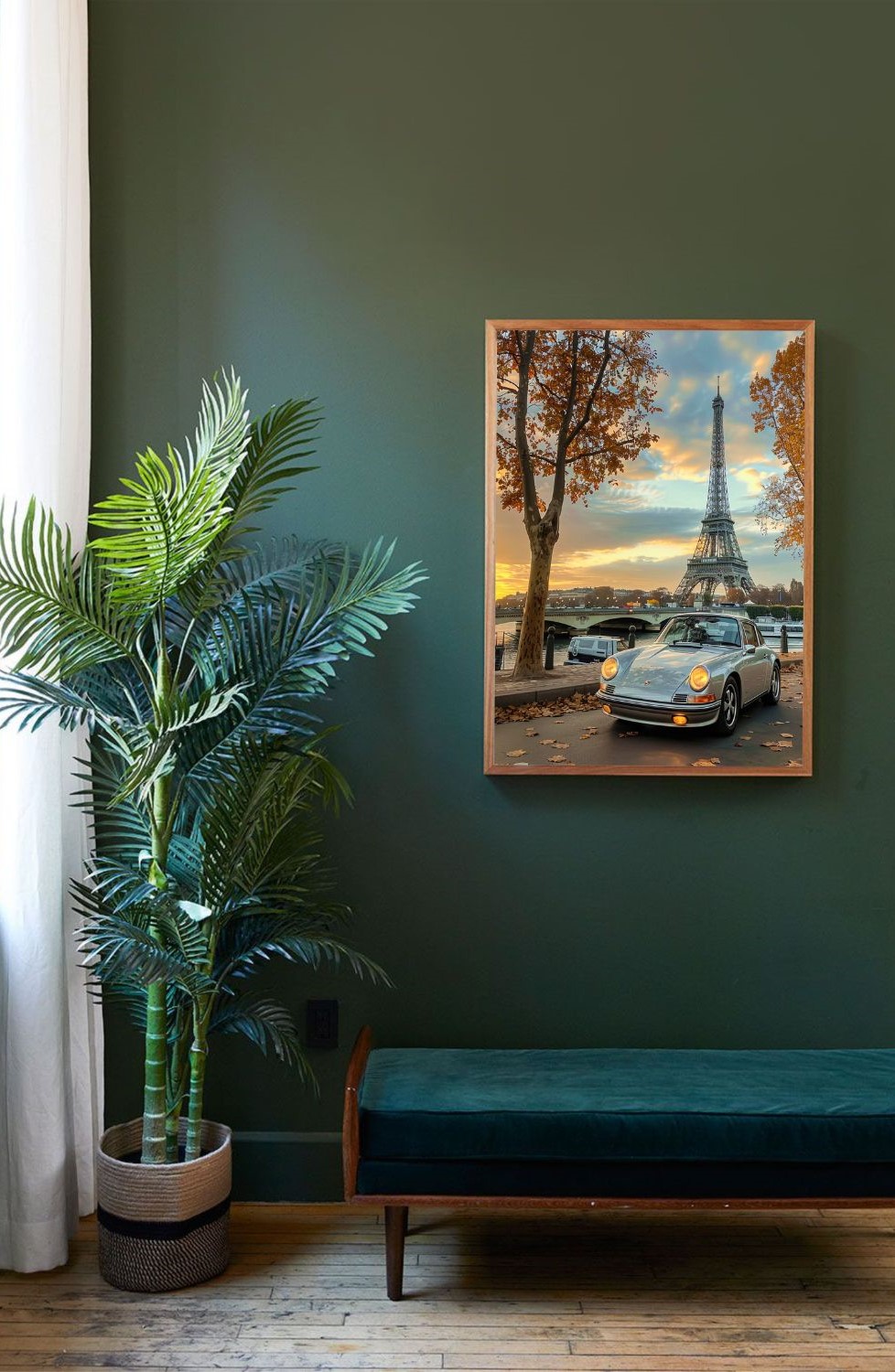 Quadro Decorativo Porsche Paris em Adesivo com Moldura Caixa