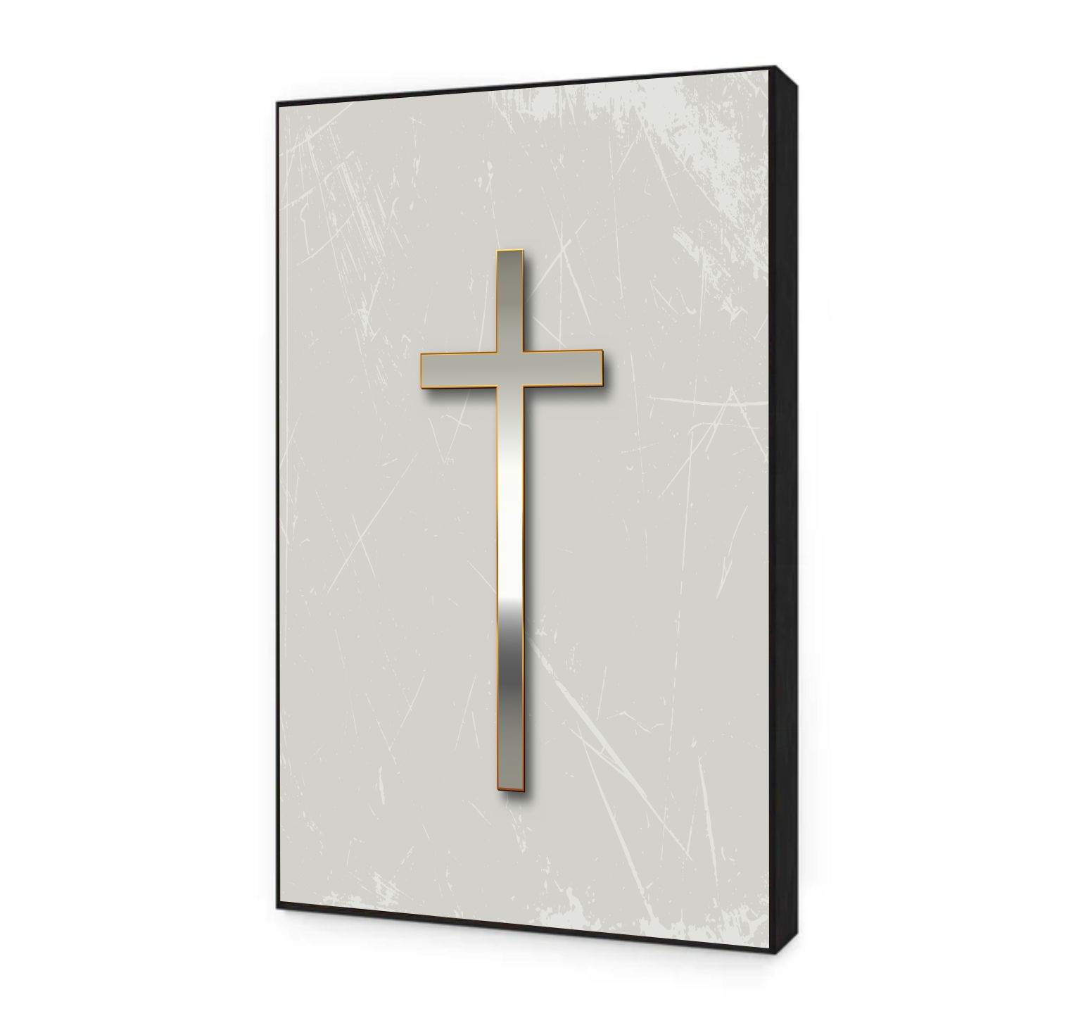 Quadro Decorativo Cruz De Prata Religiosa Fé Cristã e Proteção