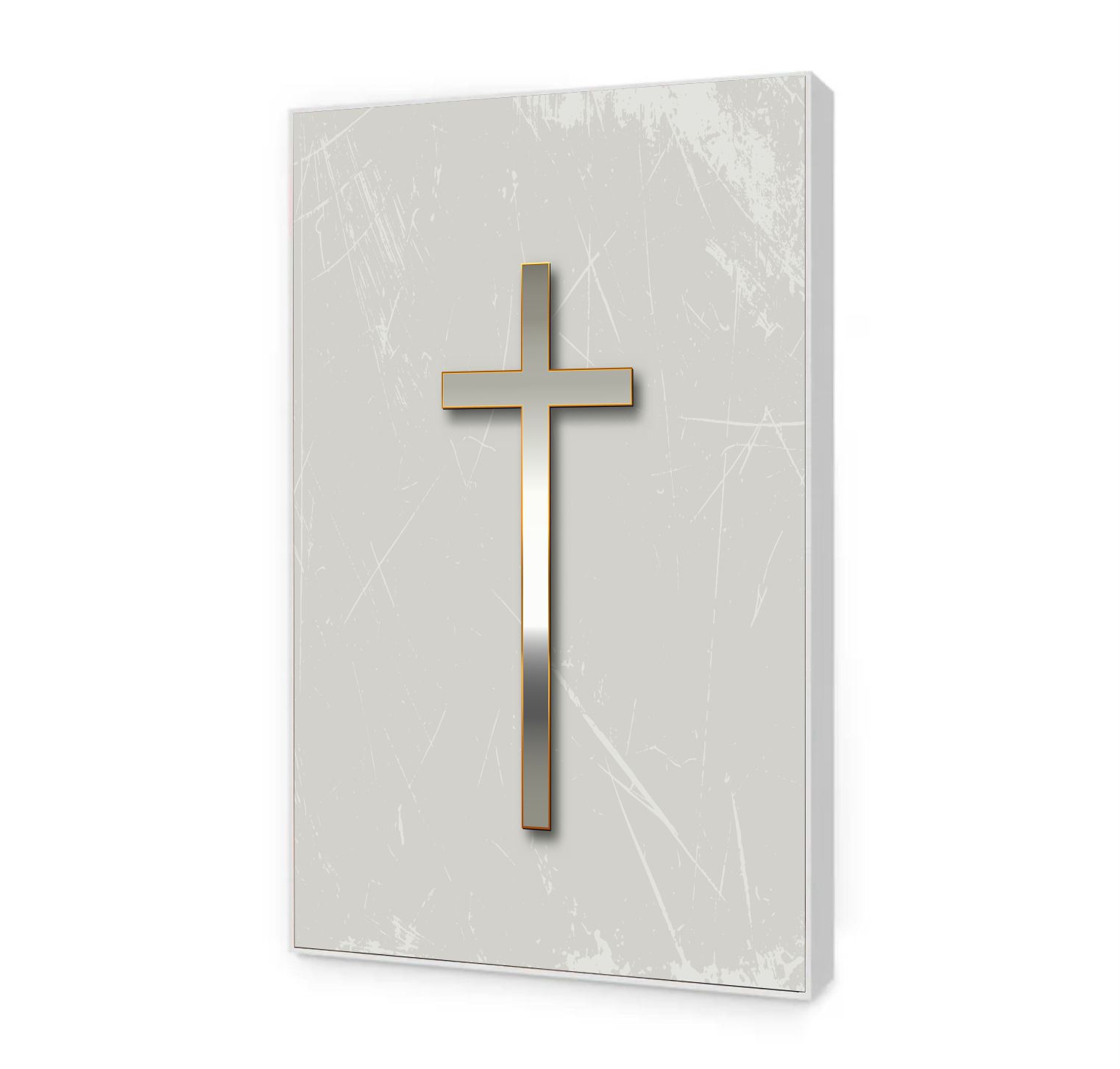 Quadro Decorativo Cruz De Prata Religiosa Fé Cristã e Proteção