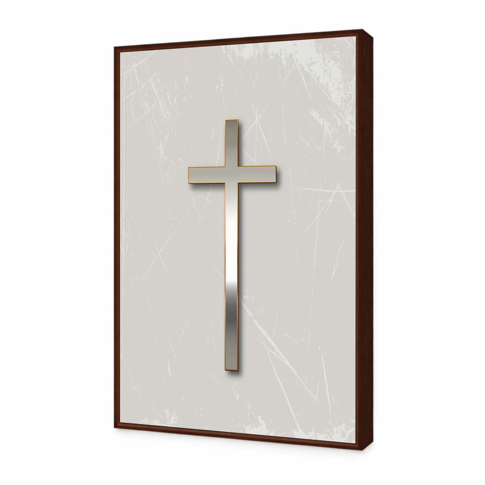 Quadro Decorativo Cruz De Prata Religiosa Fé Cristã e Proteção