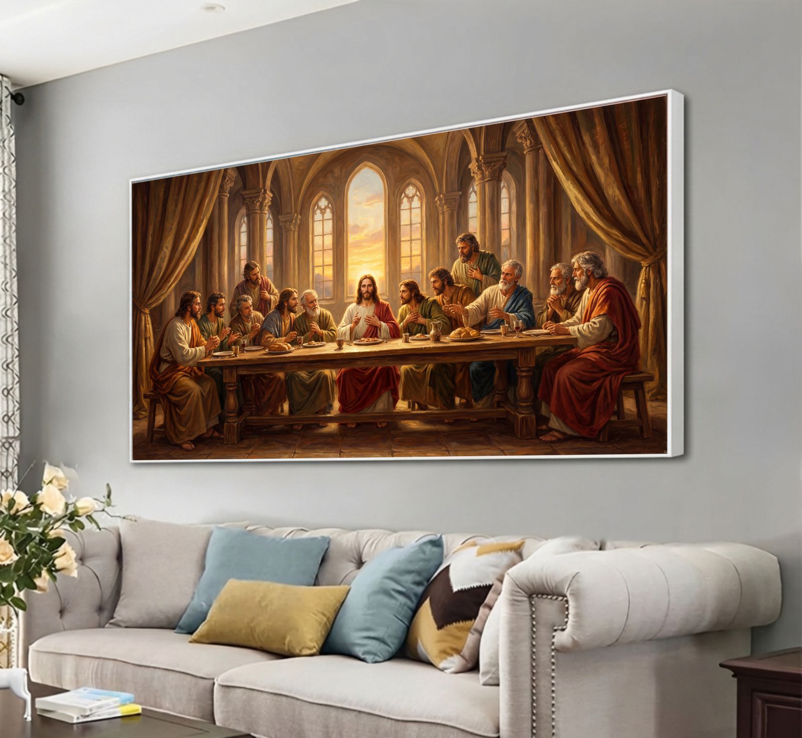 Quadro Decorativo Santa Ceia de Jesus Cristo em Arte