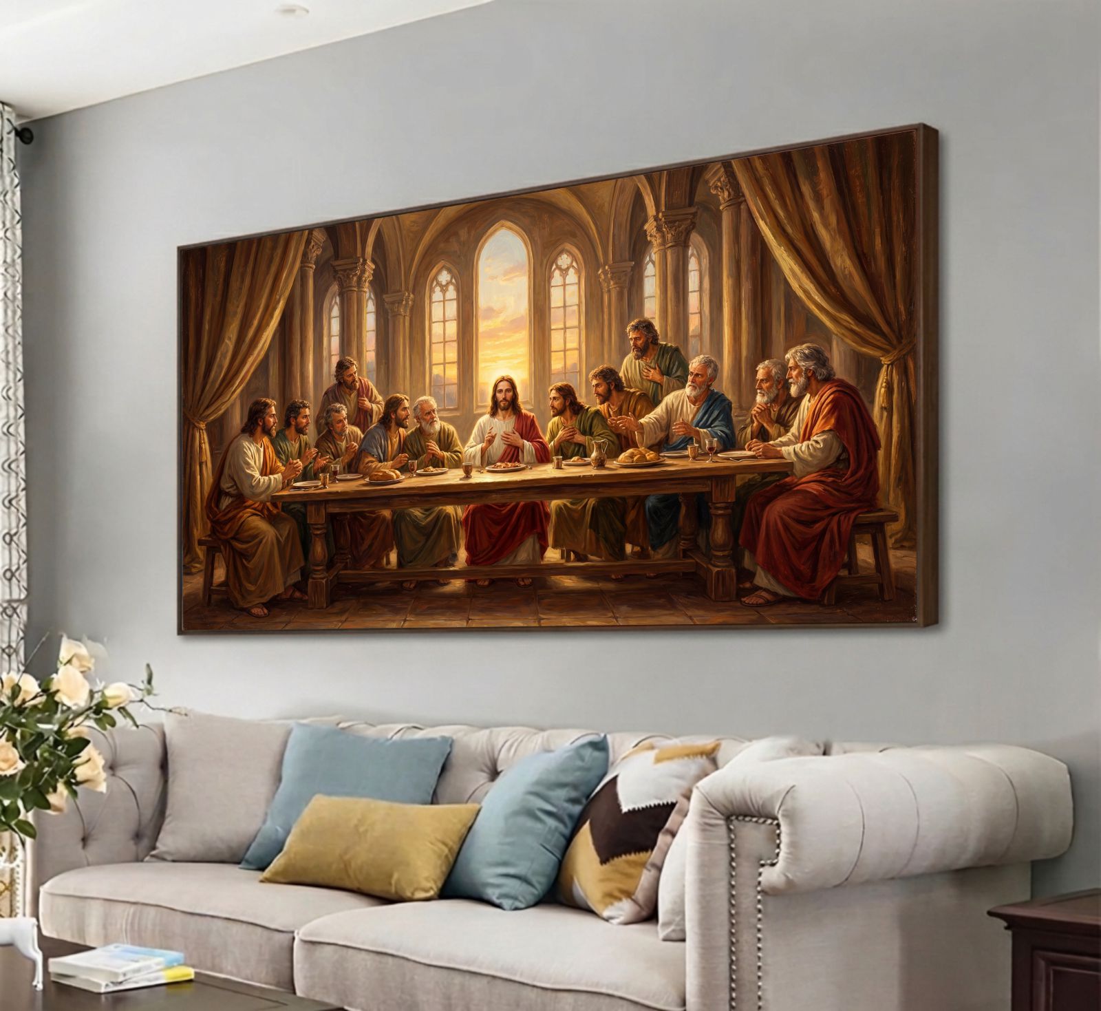 Quadro Decorativo Santa Ceia de Jesus Cristo em Arte