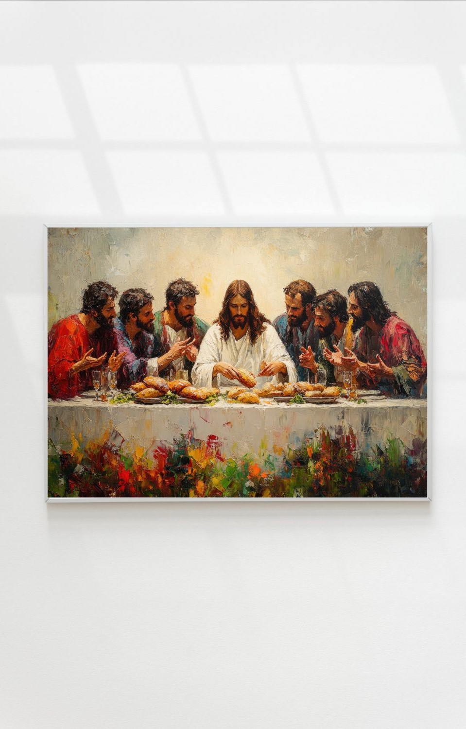 Quadro Decorativo Santa Ceia em Adesivo com Moldura Caixa