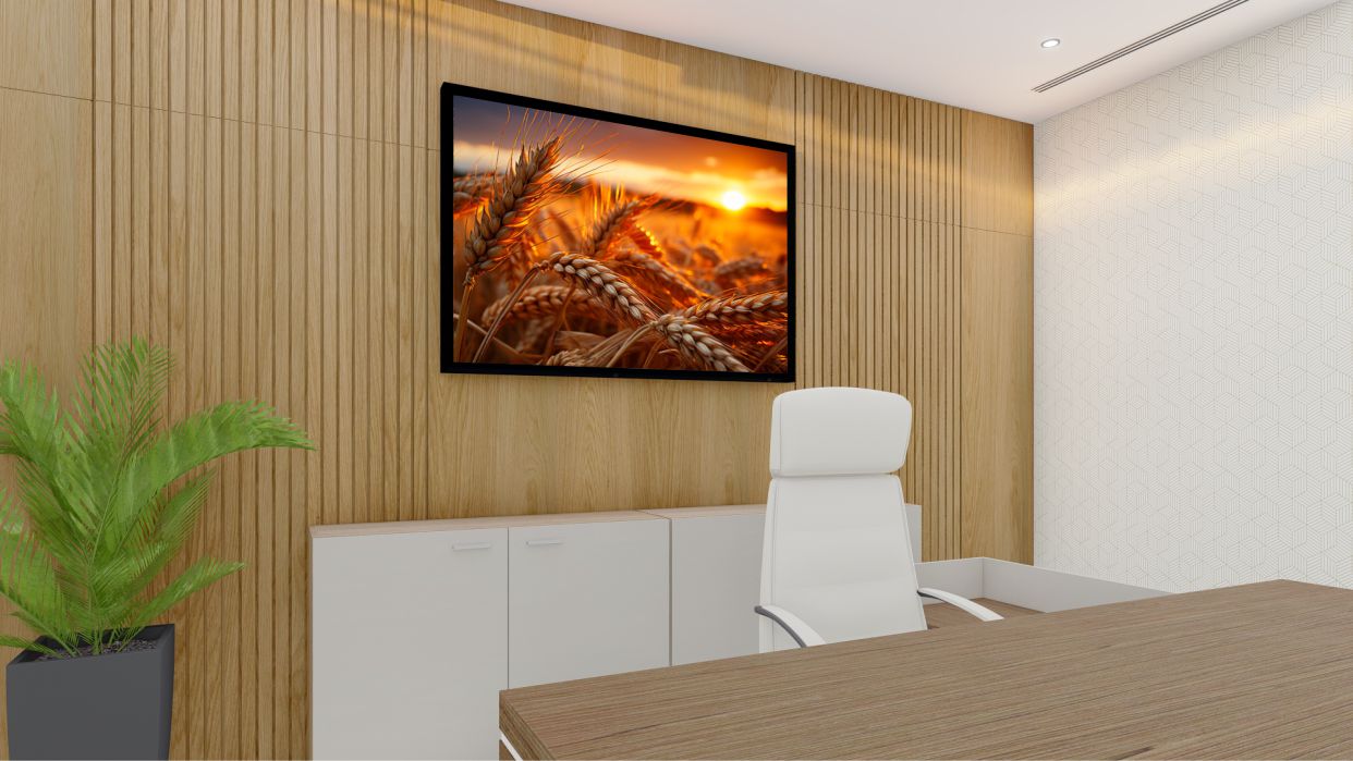 Quadro Decorativo Plantação de Trigo em Adesivo com Moldura Caixa