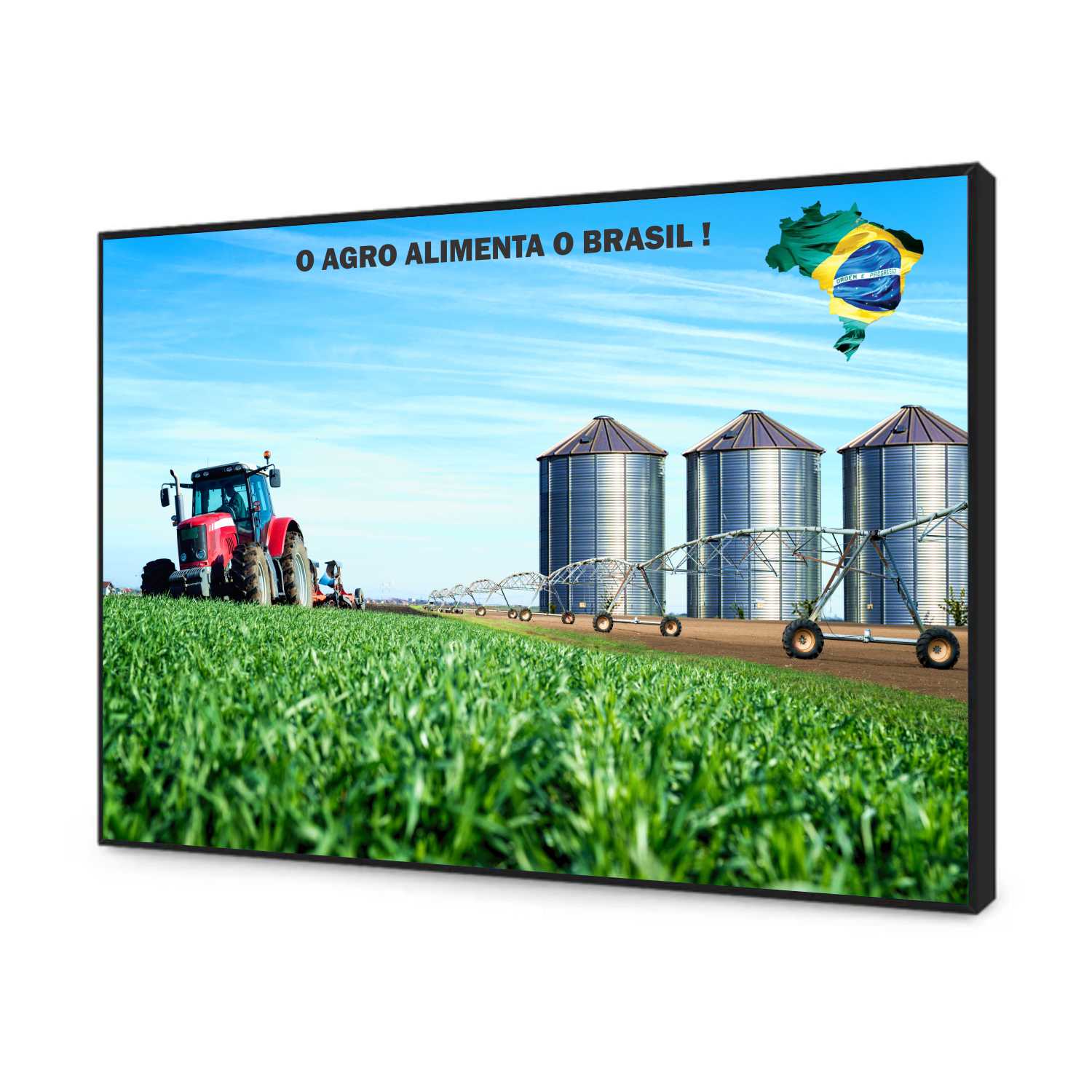 Quadro Decorativo Agro Alimenta o Brasil Trator e Plantação