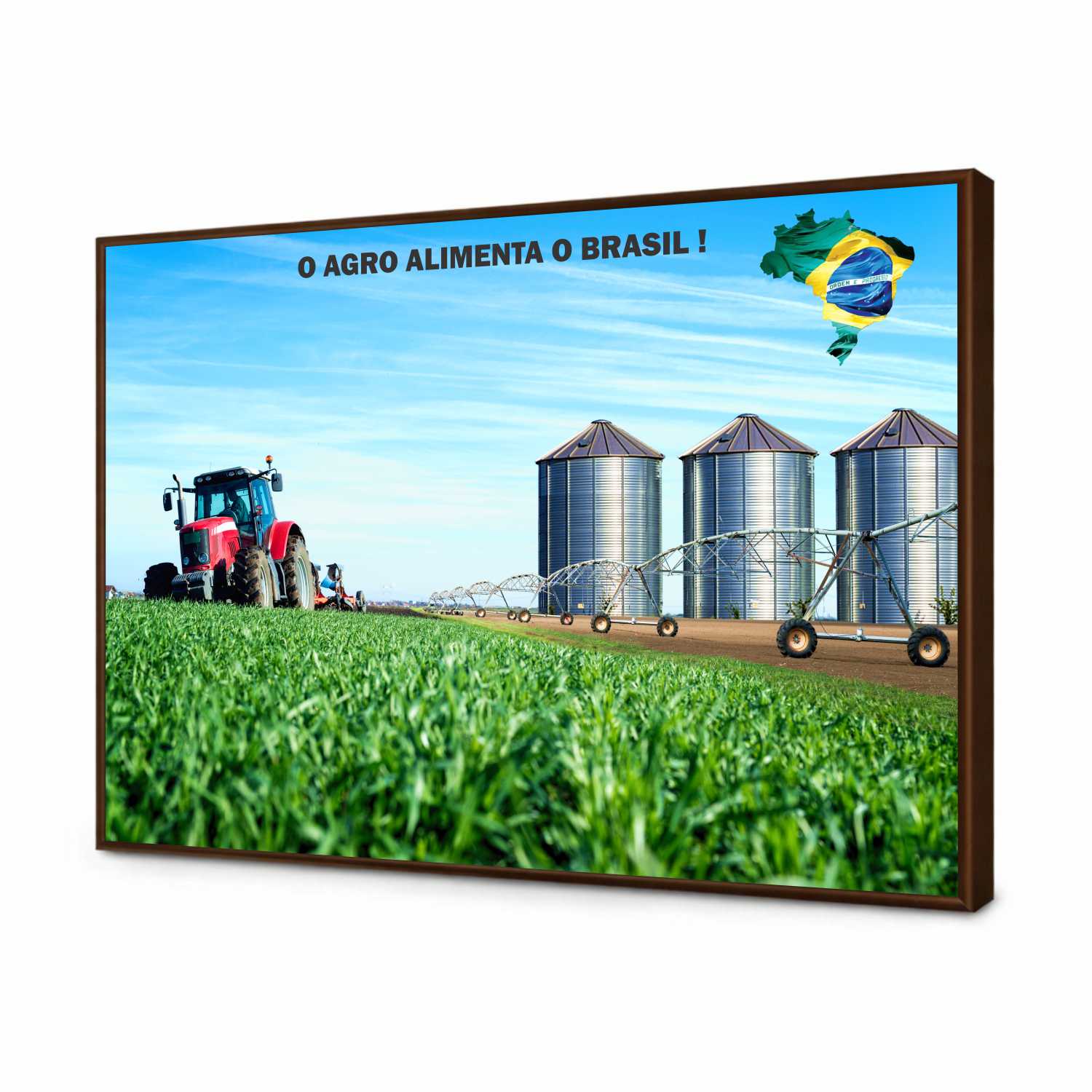 Quadro Decorativo Agro Alimenta o Brasil Trator e Plantação