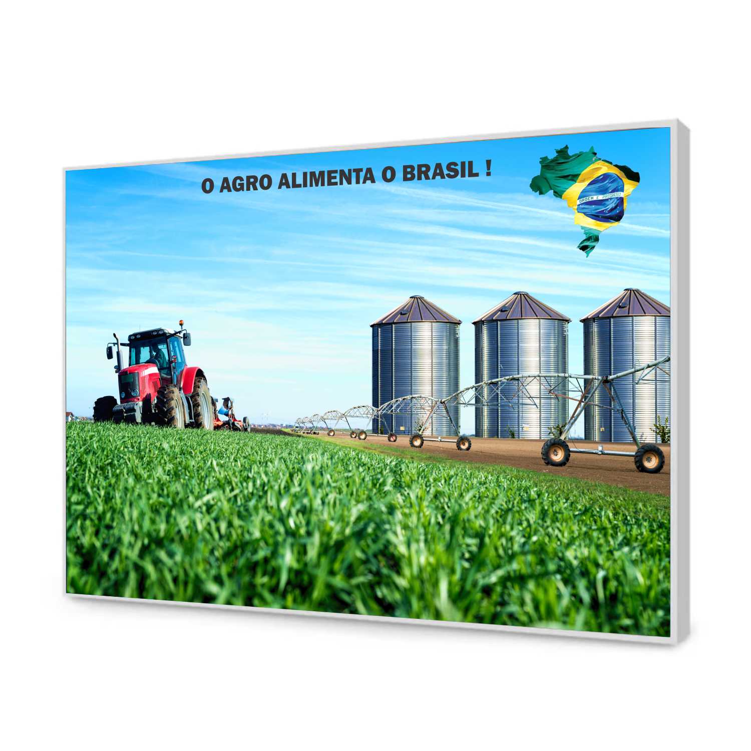 Quadro Decorativo Agro Alimenta o Brasil Trator e Plantação