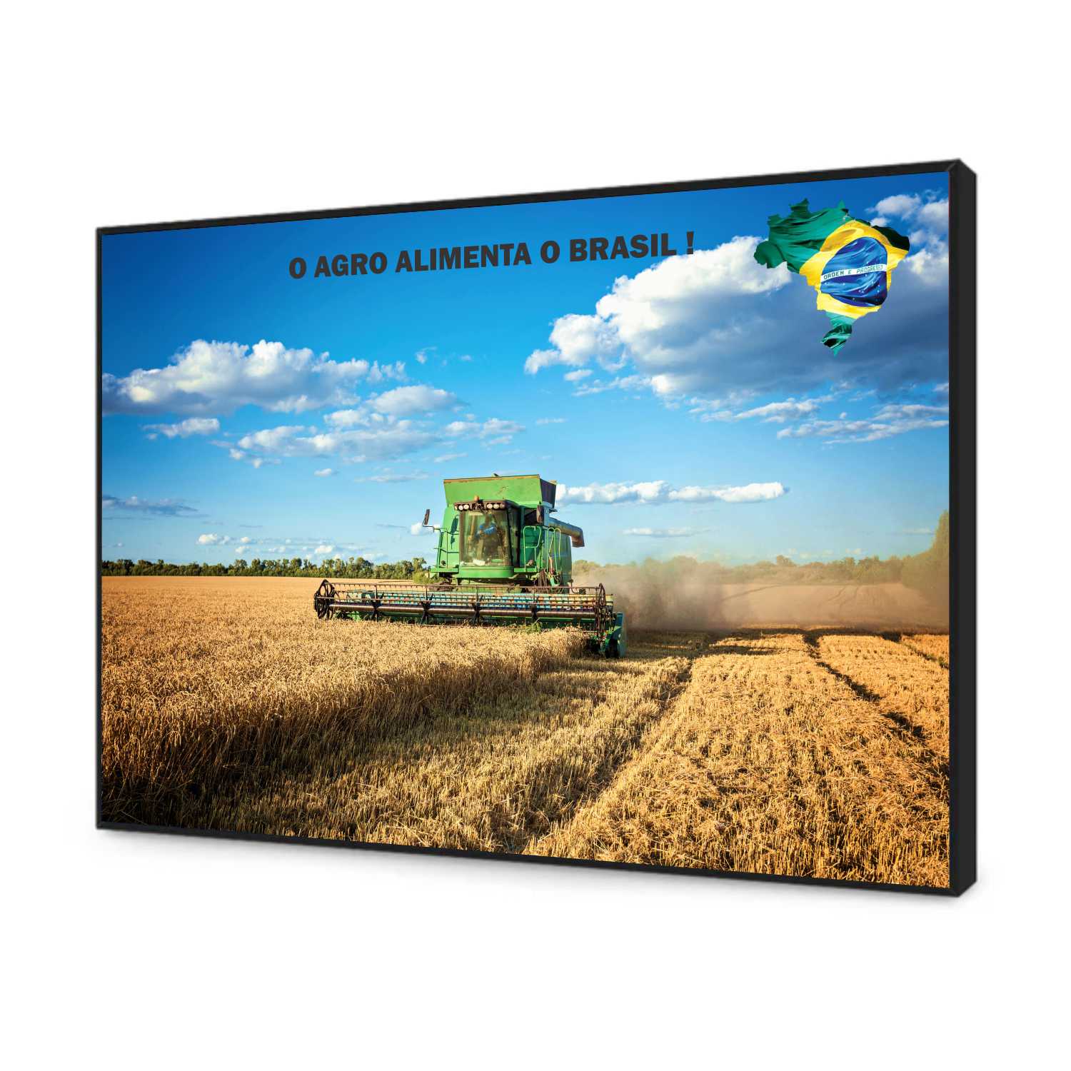 Quadro Decorativo Agro Alimenta o Brasil Máquina Agrícola 