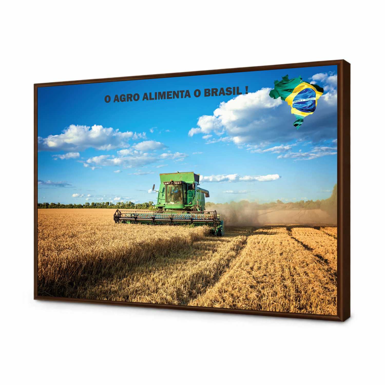 Quadro Decorativo Agro Alimenta o Brasil Máquina Agrícola 