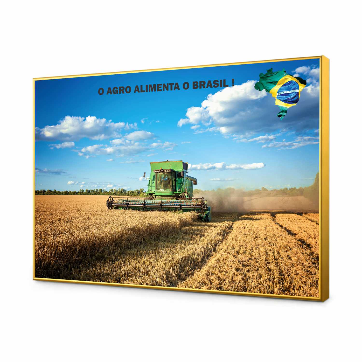 Quadro Decorativo Agro Alimenta o Brasil Máquina Agrícola 