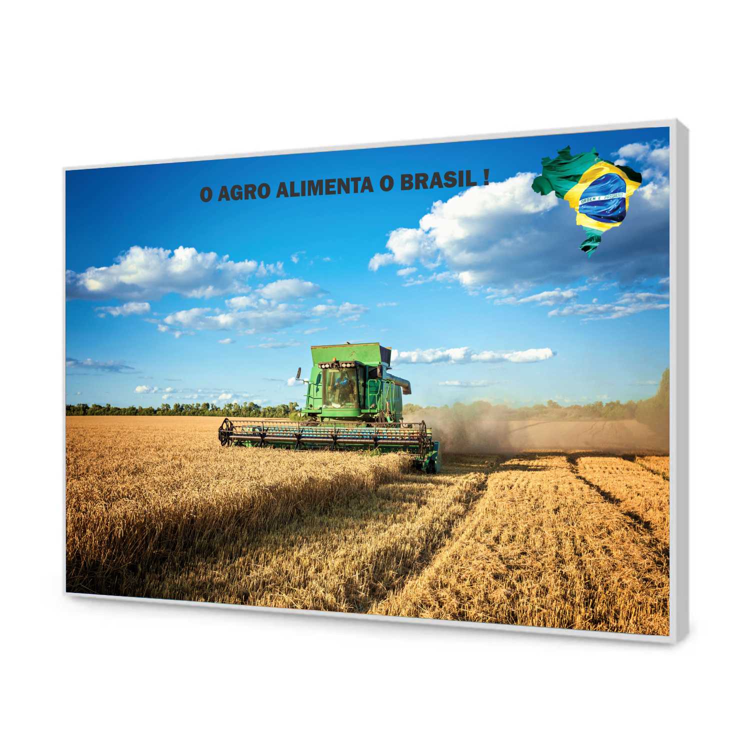 Quadro Decorativo Agro Alimenta o Brasil Máquina Agrícola 