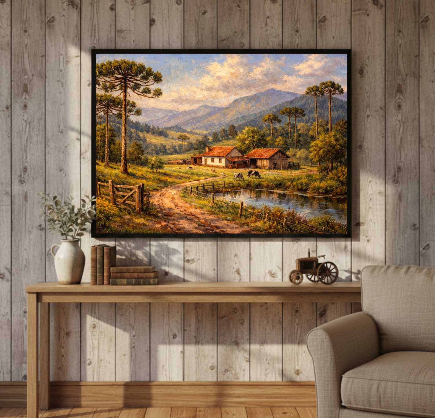 Quadro Decorativo Agro Fazenda Com Araucárias Do Sul 