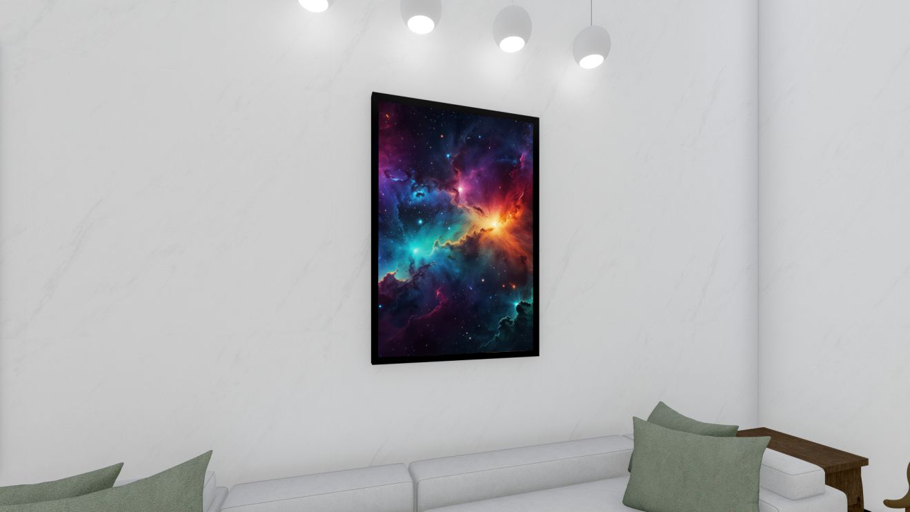 Quadro Decorativo Universo em Adesivo com Moldura Caixa