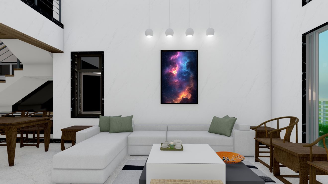 Quadro Decorativo Nebulosa em Adesivo com Moldura Caixa