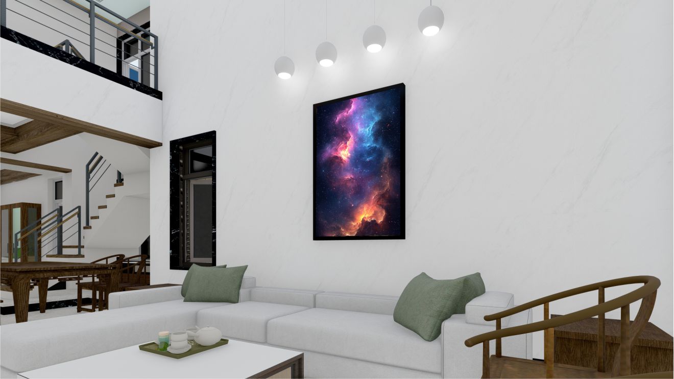 Quadro Decorativo Nebulosa em Adesivo com Moldura Caixa