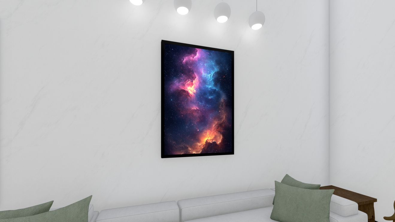 Quadro Decorativo Nebulosa em Adesivo com Moldura Caixa