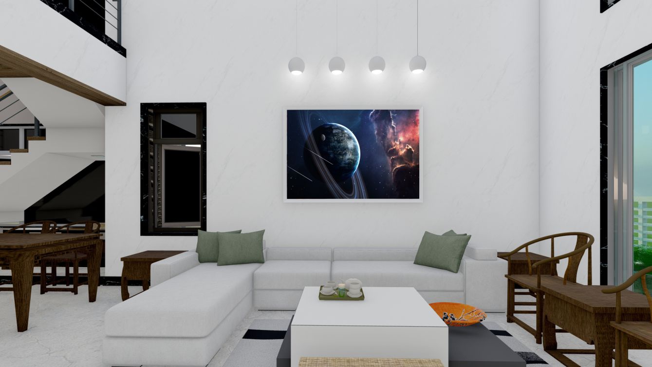 Quadro Decorativo Planeta em Adesivo com Moldura Caixa