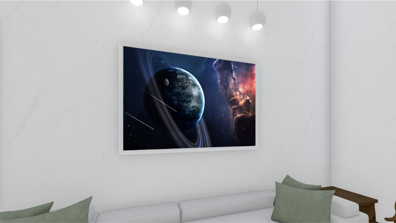 Quadro Decorativo Planeta em Adesivo com Moldura Caixa