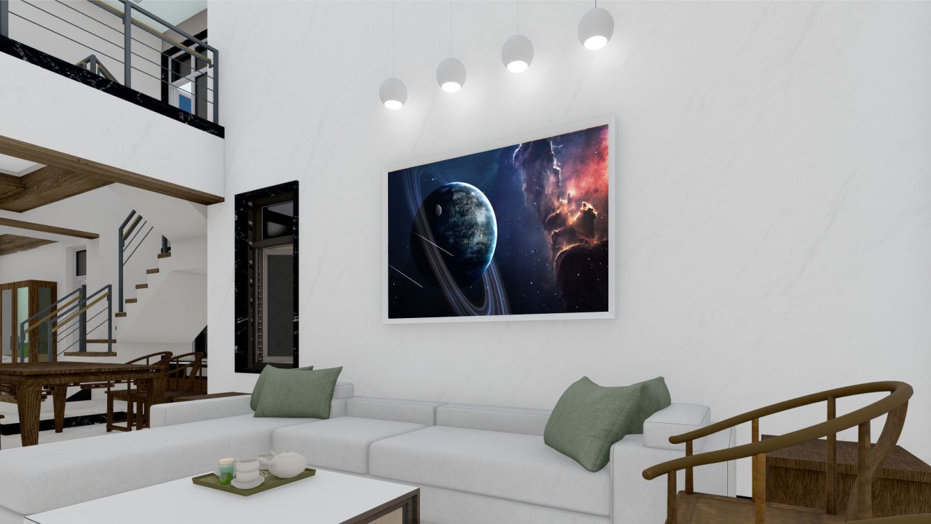 Quadro Decorativo Planeta em Adesivo com Moldura Caixa