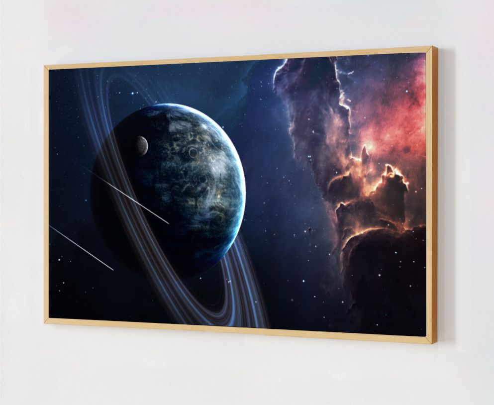 Quadro Decorativo Planeta em Adesivo com Moldura Caixa