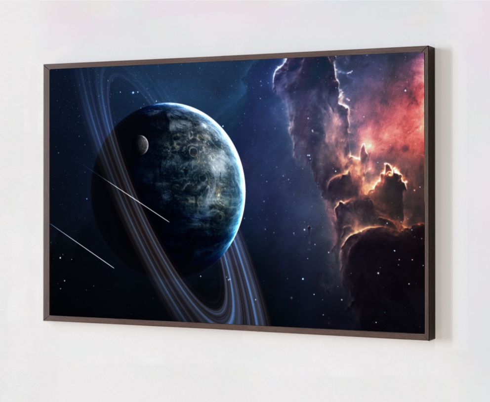 Quadro Decorativo Planeta em Adesivo com Moldura Caixa