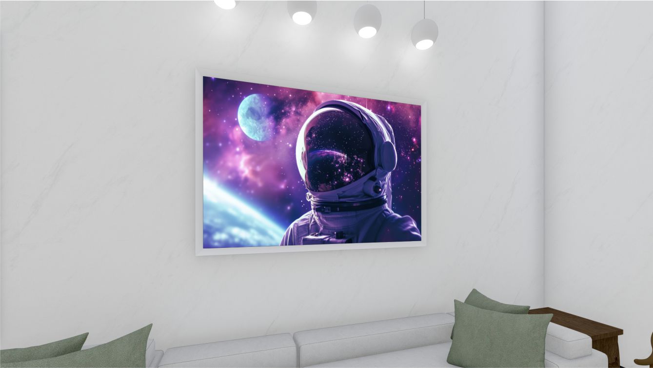 Quadro Decorativo Astronauta em Adesivo com Moldura Caixa