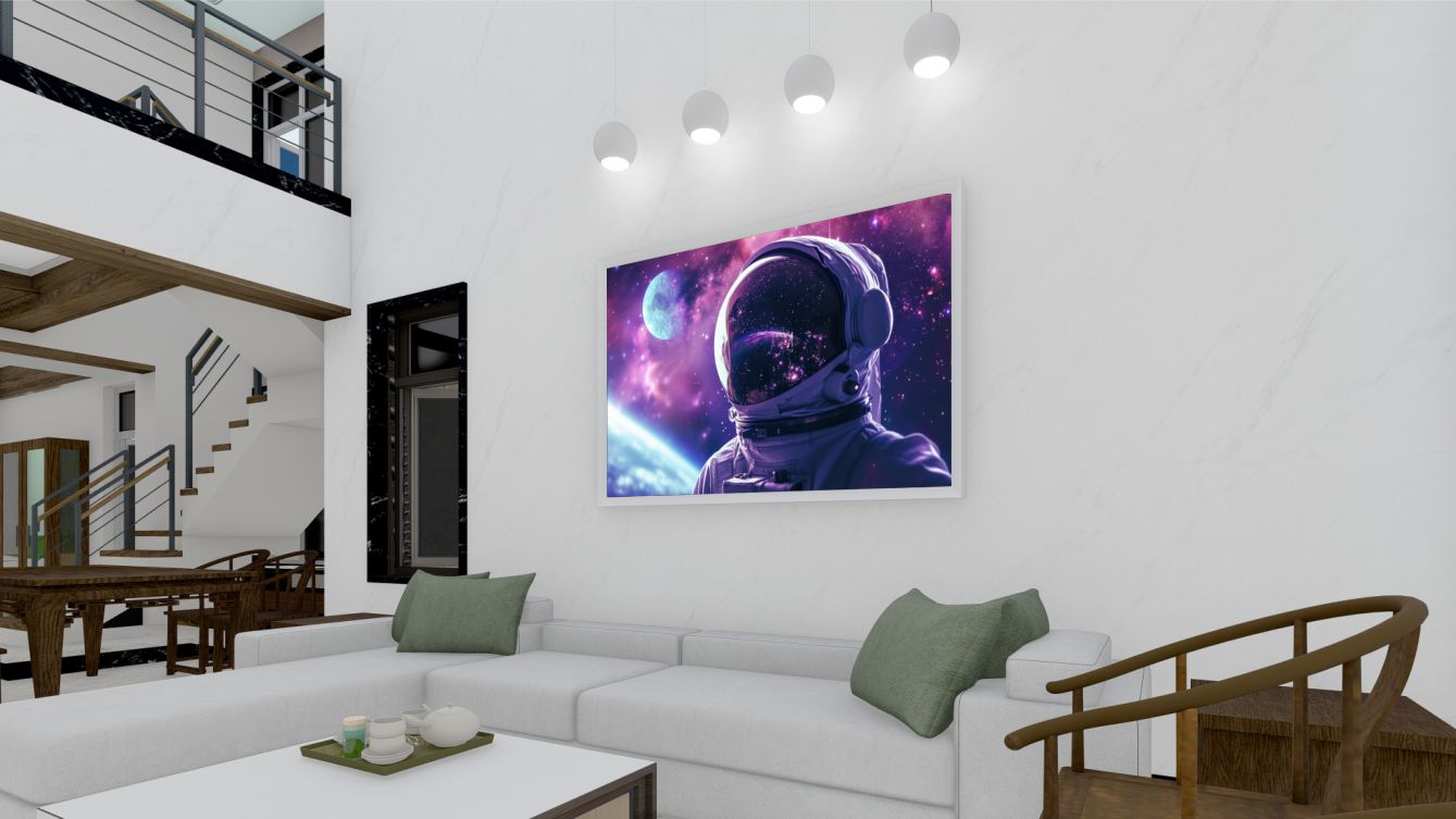 Quadro Decorativo Astronauta em Adesivo com Moldura Caixa