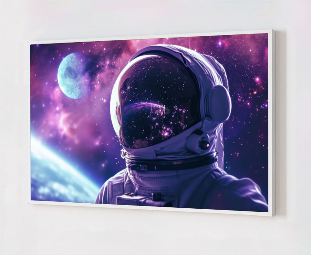Quadro Decorativo Astronauta em Adesivo com Moldura Caixa