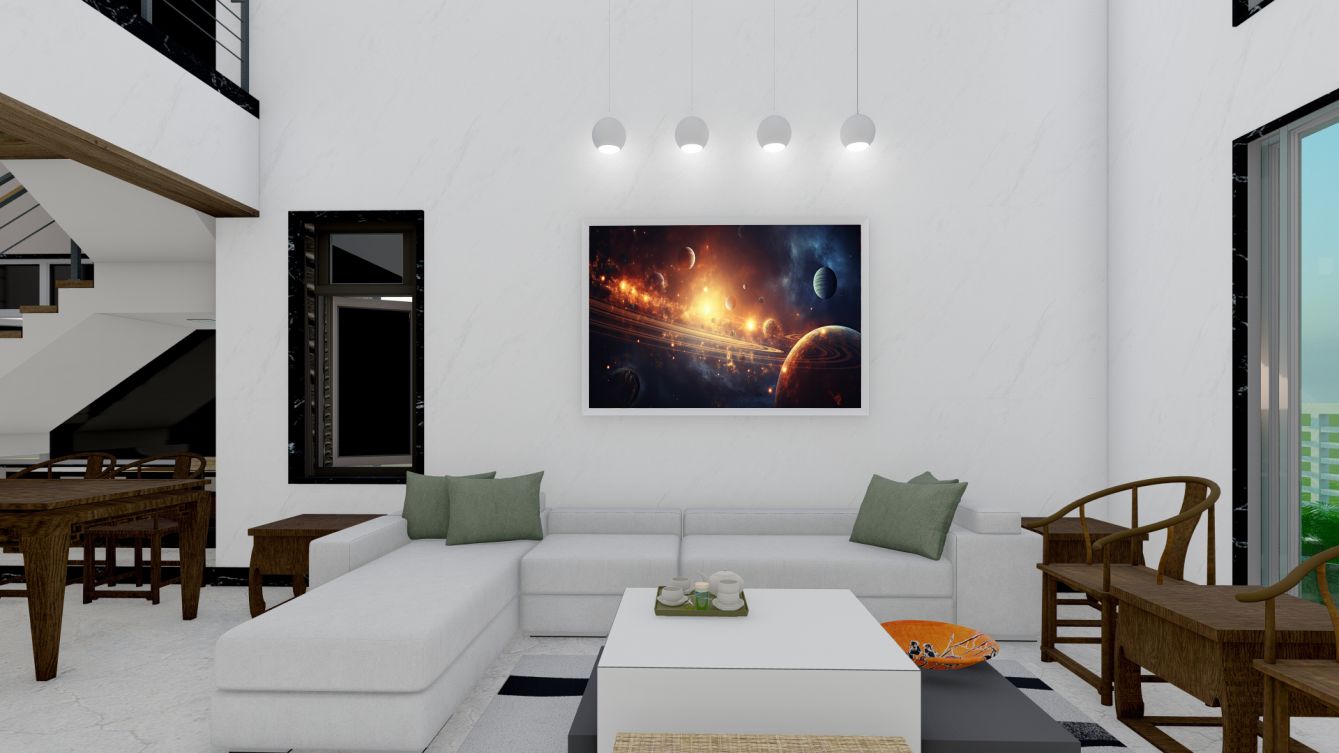 Quadro Decorativo Planetas em Adesivo com Moldura Caixa