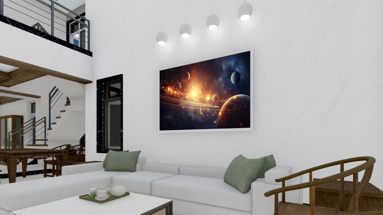 Quadro Decorativo Planetas em Adesivo com Moldura Caixa