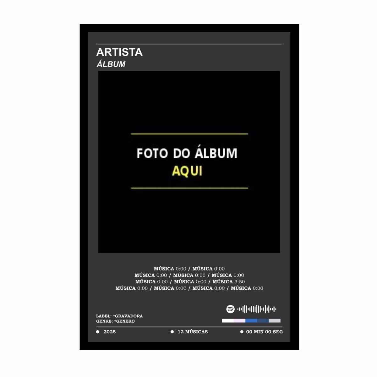 Quadro Decorativo Personalizado com o Álbum Spotify que Você Quiser