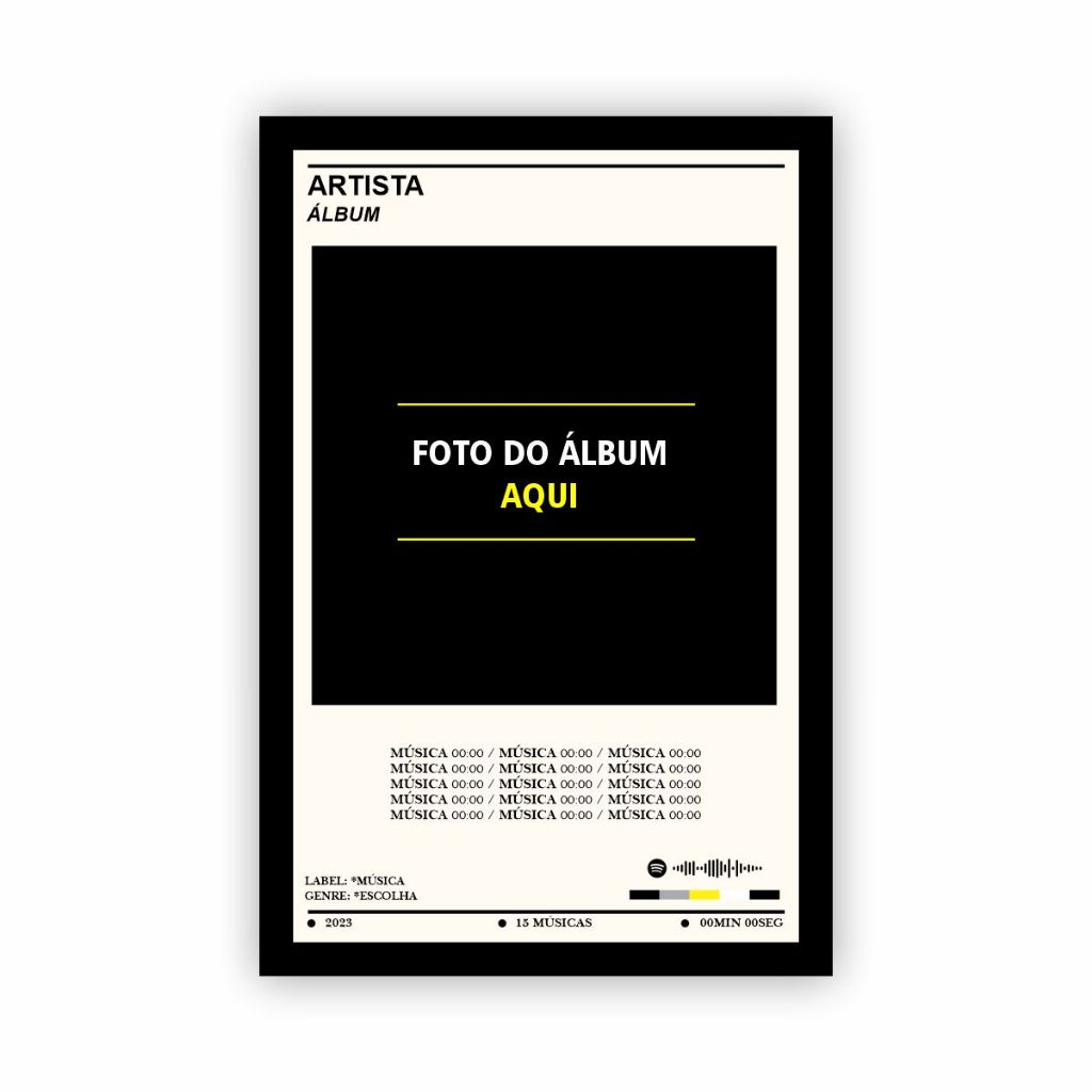 Quadro Decorativo Personalizado com o Álbum Spotify que Você Quiser