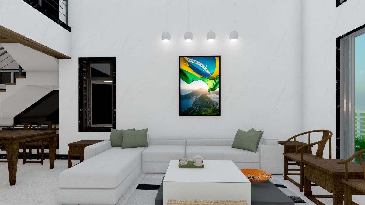 Quadro Decorativo Bandeira do Brasil em Adesivo com Moldura Caixa