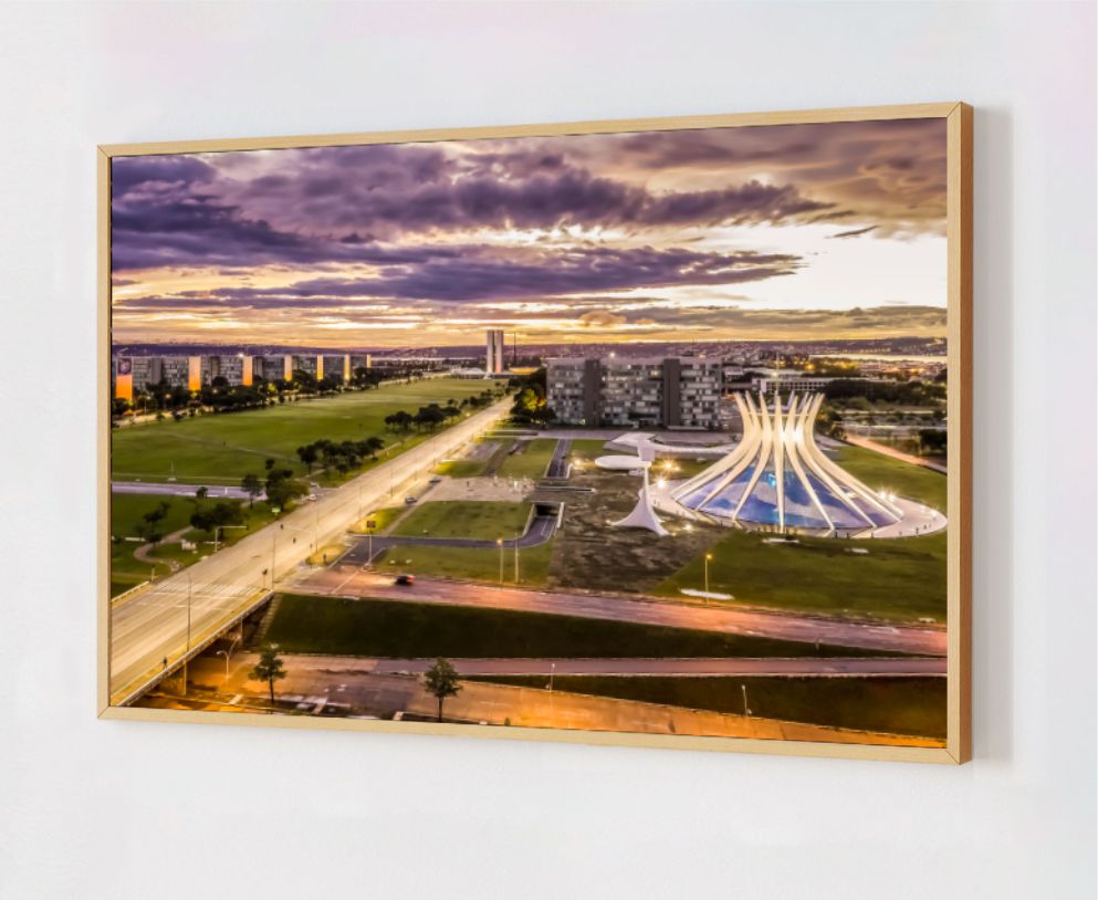 Quadro Decorativo Brasília em Adesivo com Moldura Caixa