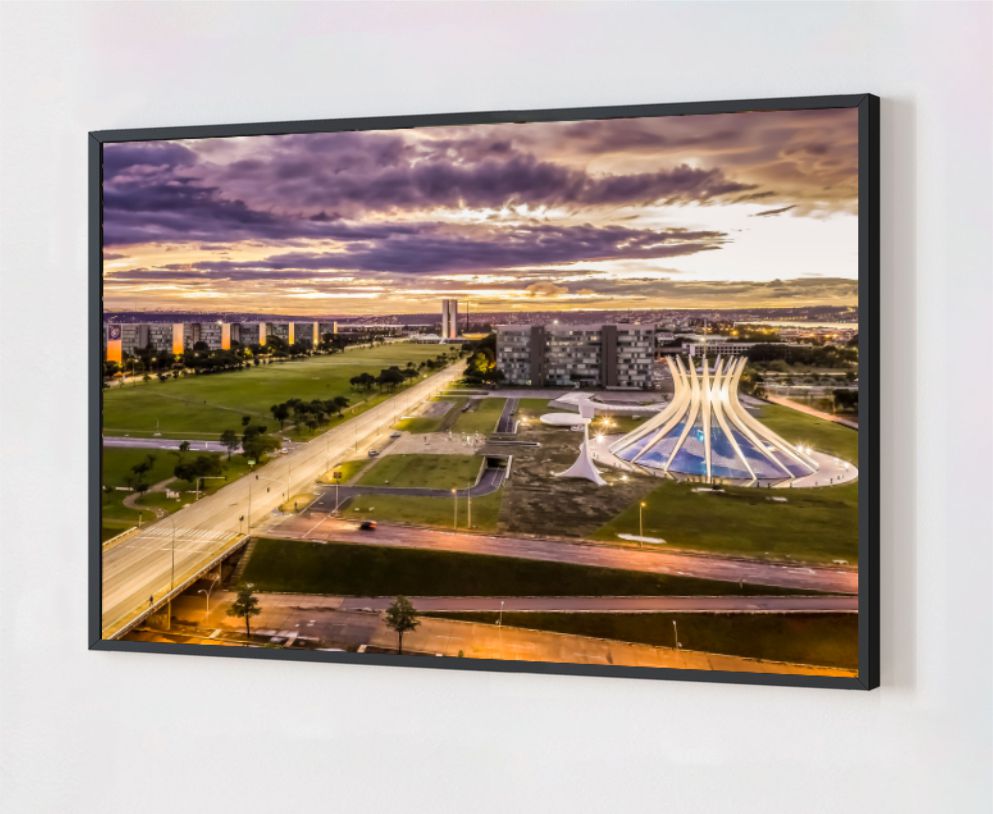 Quadro Decorativo Brasília em Adesivo com Moldura Caixa