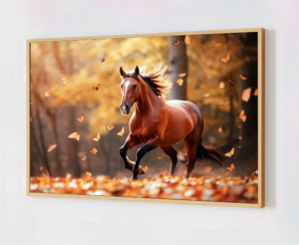 Quadro Decorativo Cavalo Correndo em Adesivo com Moldura Caixa