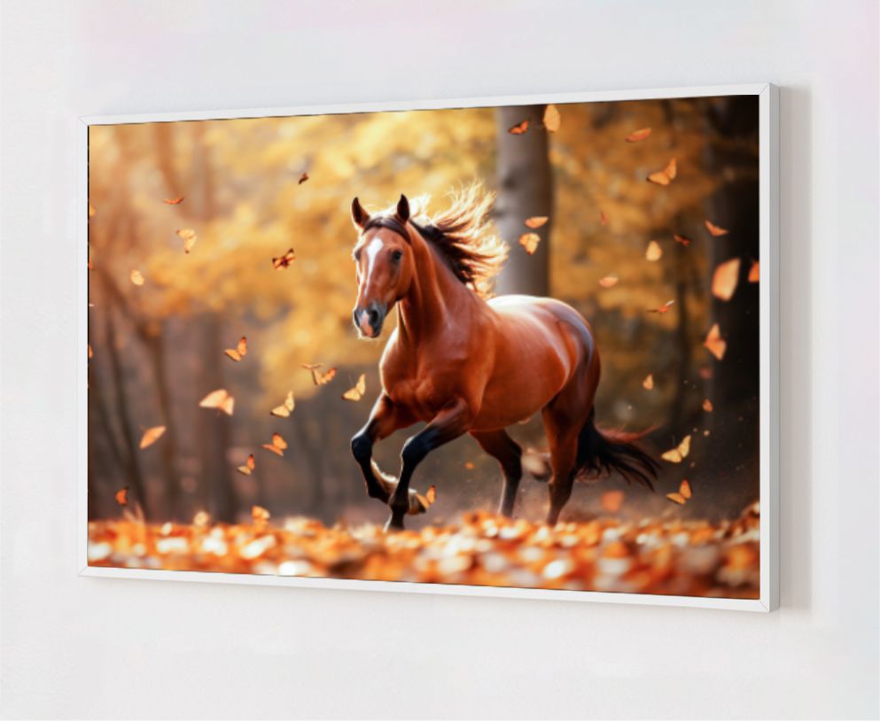 Quadro Decorativo Cavalo Correndo em Adesivo com Moldura Caixa