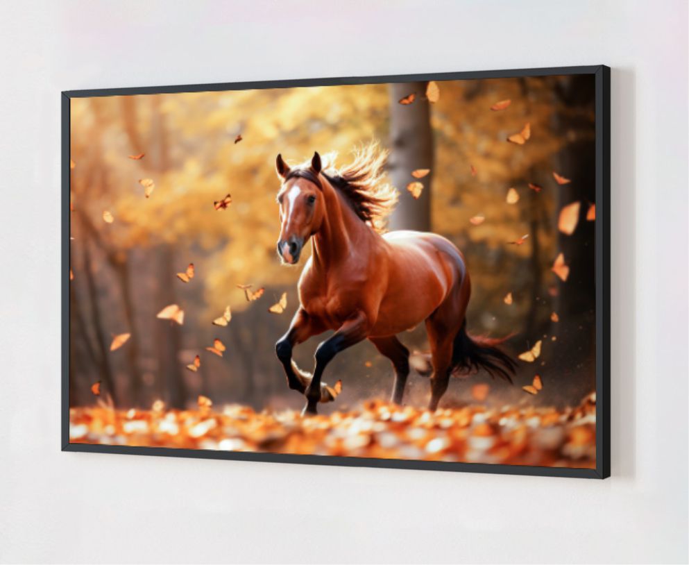 Quadro Decorativo Cavalo Correndo em Adesivo com Moldura Caixa