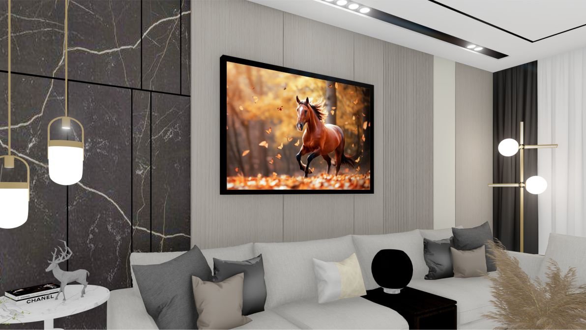 Quadro Decorativo Cavalo Correndo em Adesivo com Moldura Caixa