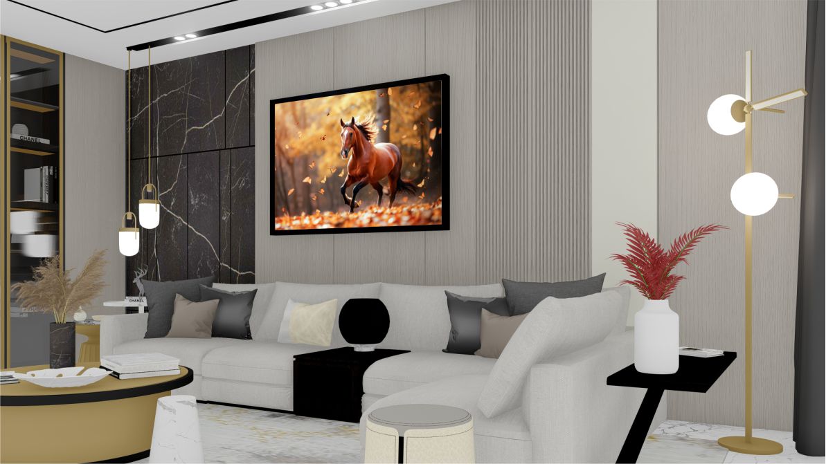 Quadro Decorativo Cavalo Correndo em Adesivo com Moldura Caixa