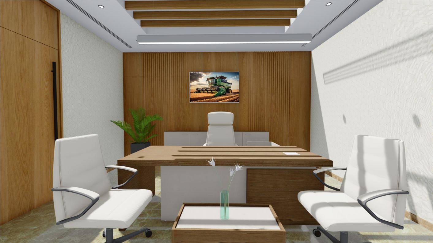 Quadro Decorativo Colheitadeira na Plantação em Canvas Moldura Negativa