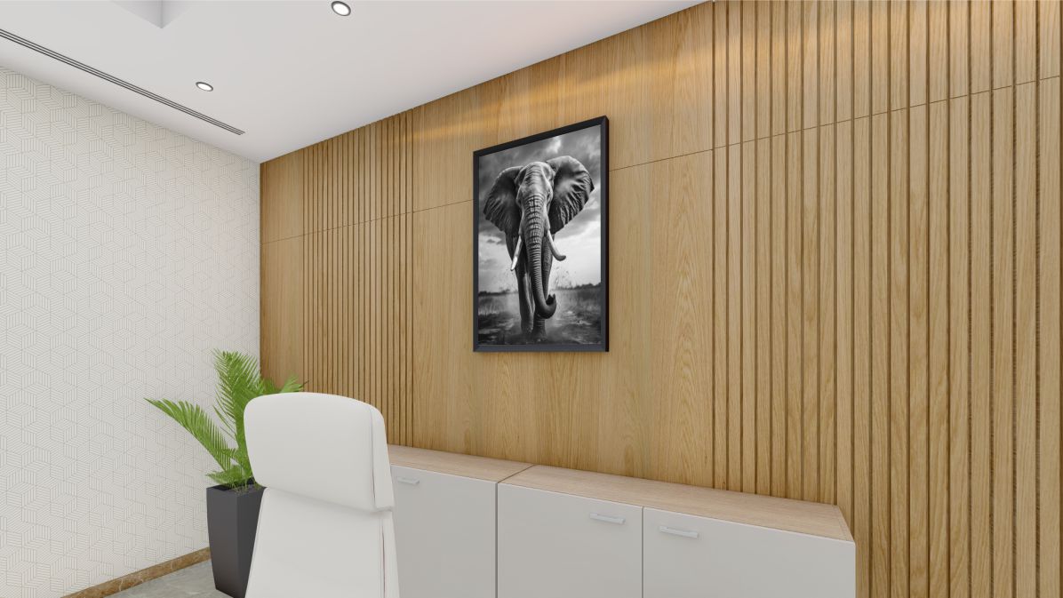 Quadro Decorativo Elefante Adesivo com Moldura Caixa