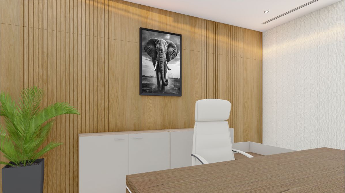 Quadro Decorativo Elefante Adesivo com Moldura Caixa