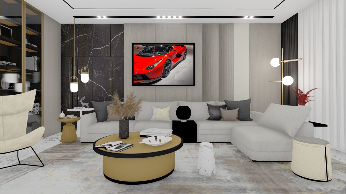Quadro Decorativo Ferrari em Adesivo com Moldura Caixa