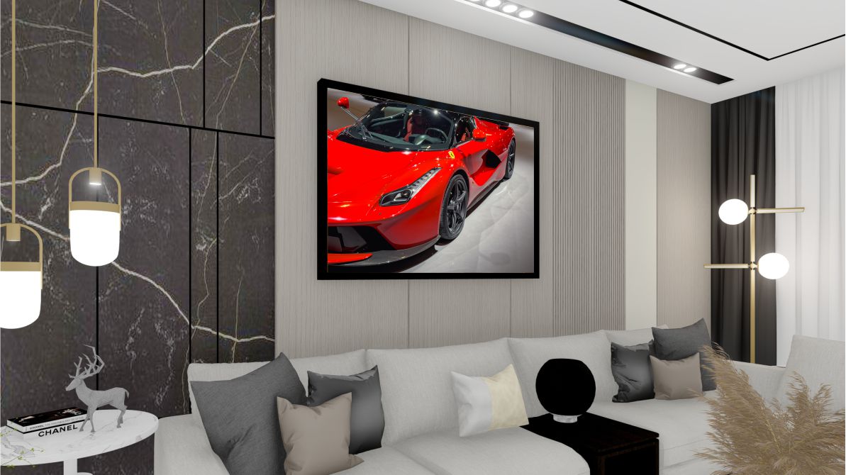 Quadro Decorativo Ferrari em Adesivo com Moldura Caixa